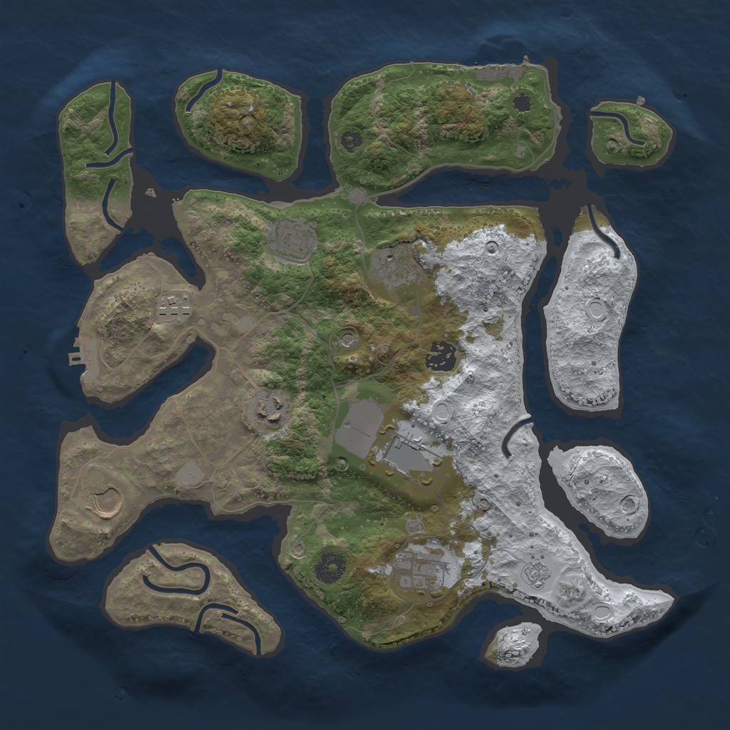 Rust Map: Procedural Map, Size: 3500, Seed: 2741471, 17 Monuments