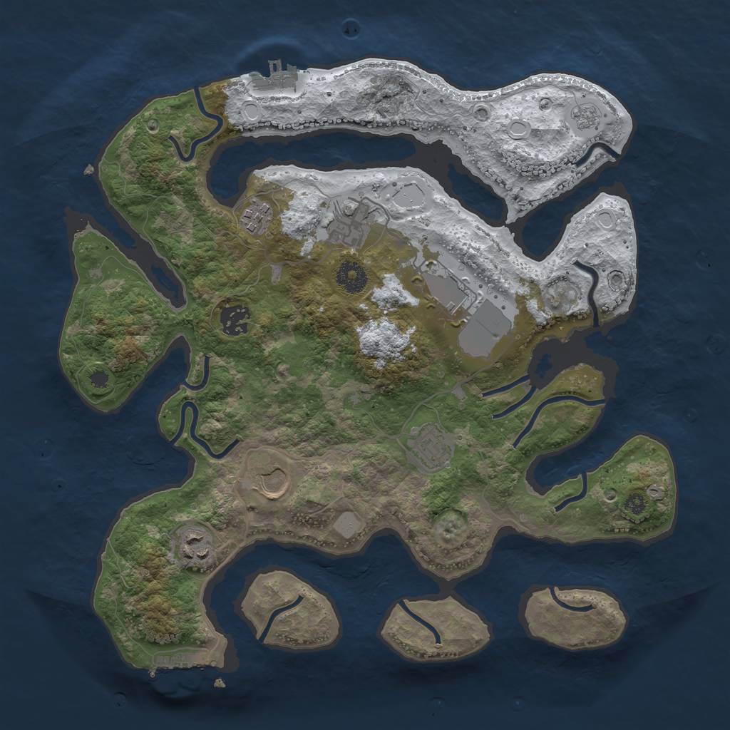 Rust Map: Procedural Map, Size: 3500, Seed: 401674, 15 Monuments