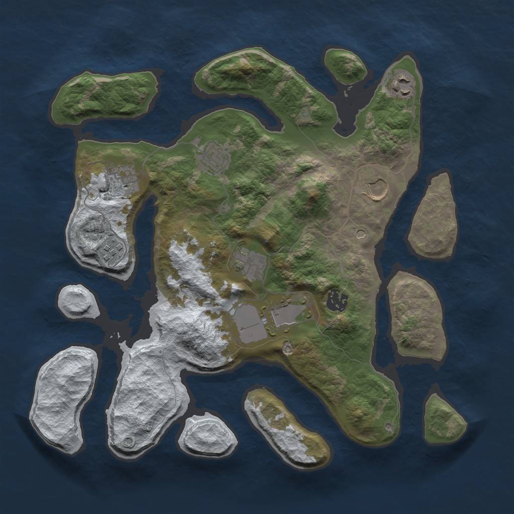 Rust Map: Barren, Size: 3500, Seed: 5438102, 11 Monuments