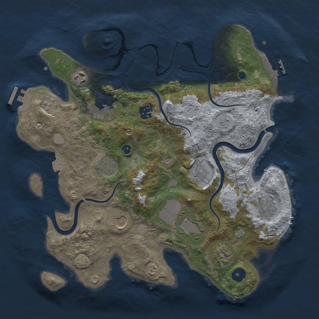 Rust Map: Procedural Map, Size: 3500, Seed: 3171035, 16 Monuments