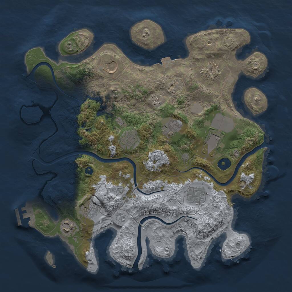 Rust Map: Procedural Map, Size: 3500, Seed: 3840366, 14 Monuments