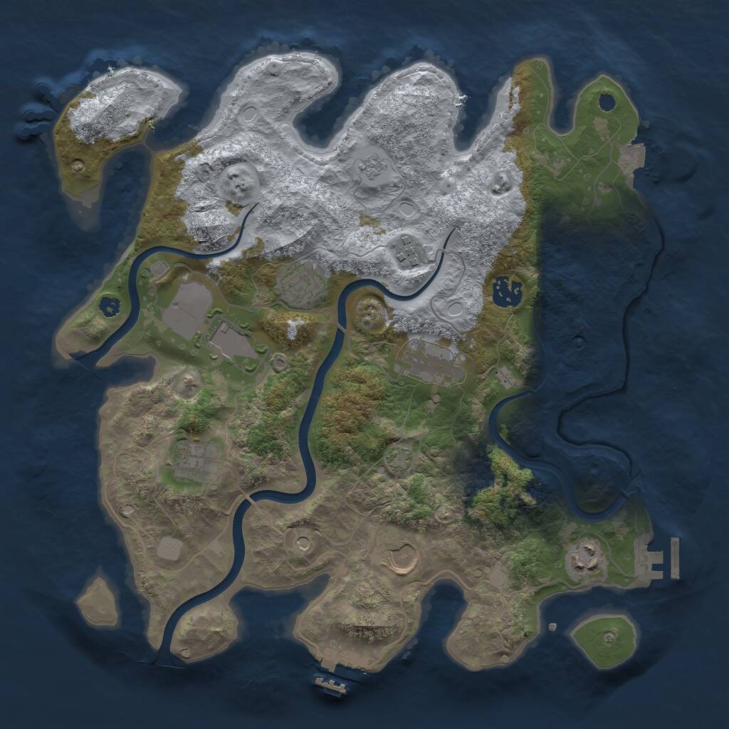 Rust Map: Procedural Map, Size: 3500, Seed: 3173763, 14 Monuments