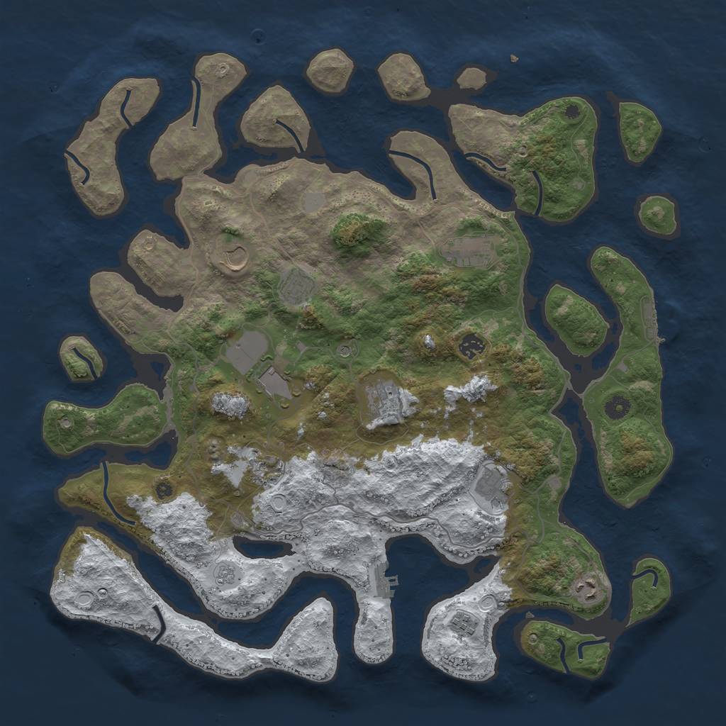 Rust Map: Procedural Map, Size: 4500, Seed: 645704890, 19 Monuments