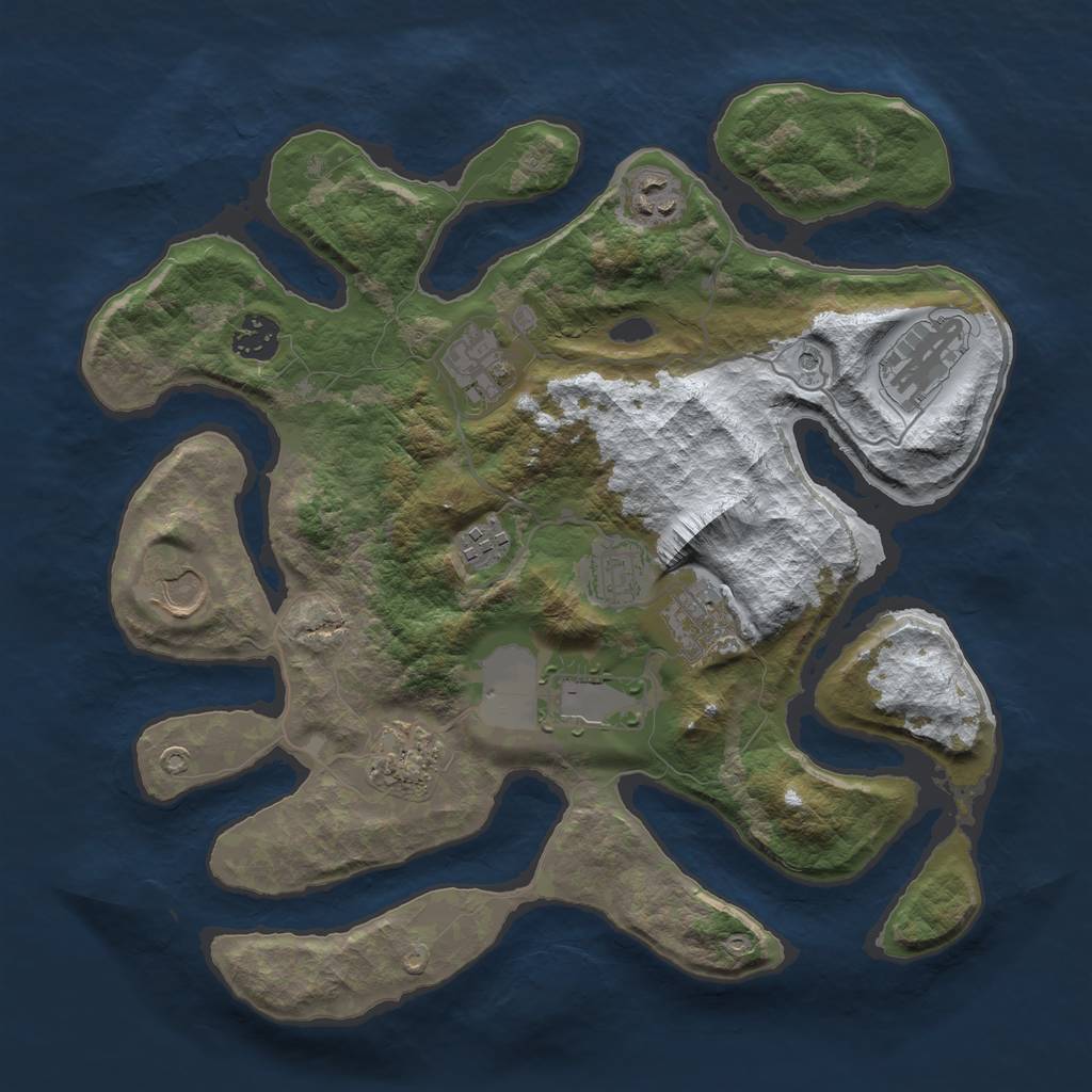 Rust Map: Barren, Size: 3500, Seed: 5118631, 13 Monuments