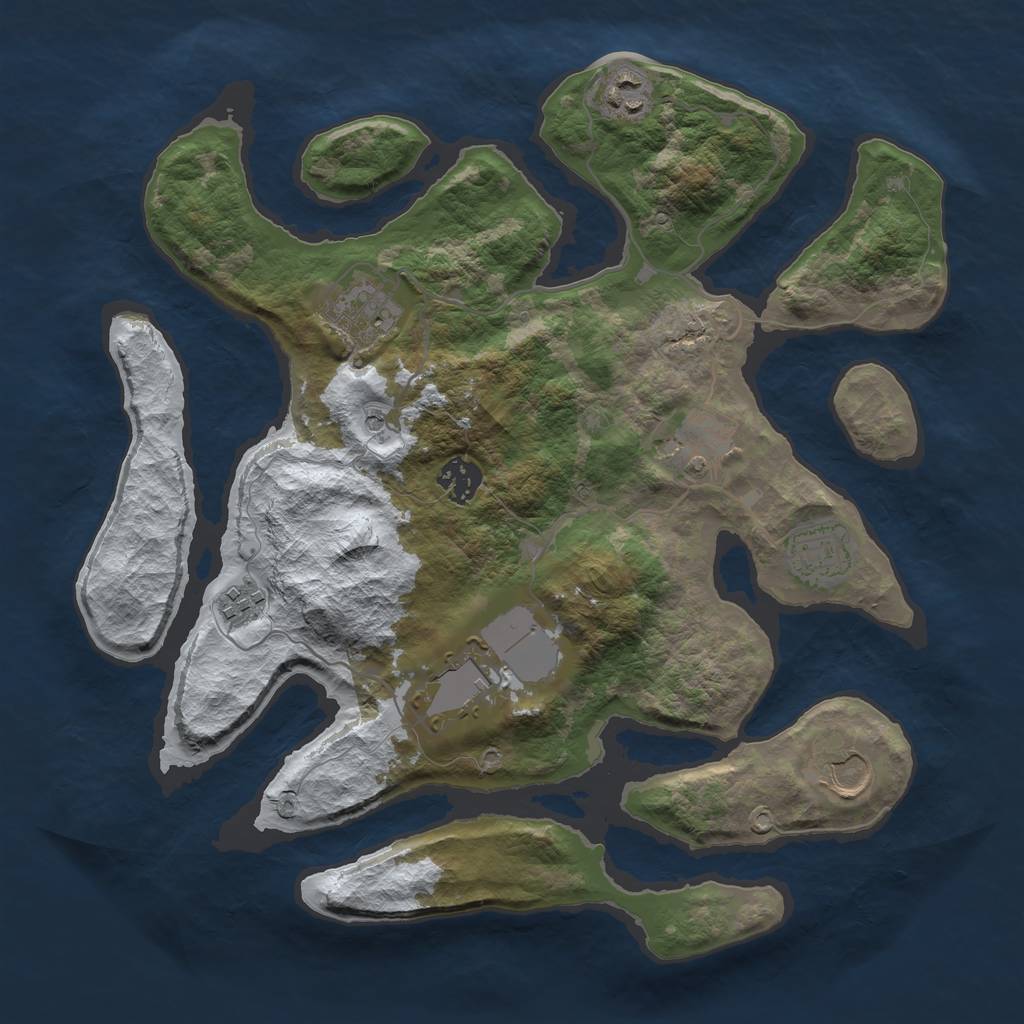 Rust Map: Barren, Size: 3500, Seed: 1655264, 11 Monuments