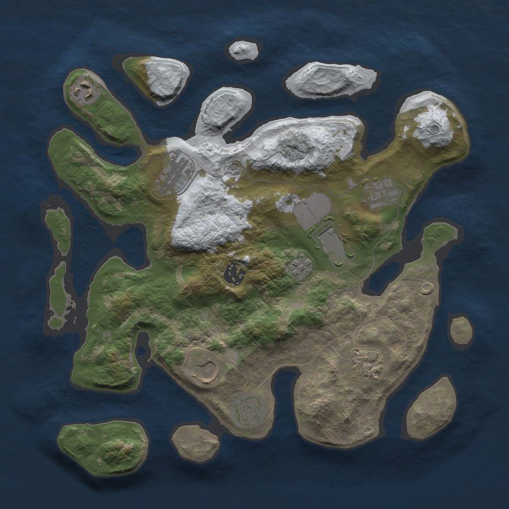 Rust Map: Barren, Size: 3500, Seed: 994783, 12 Monuments