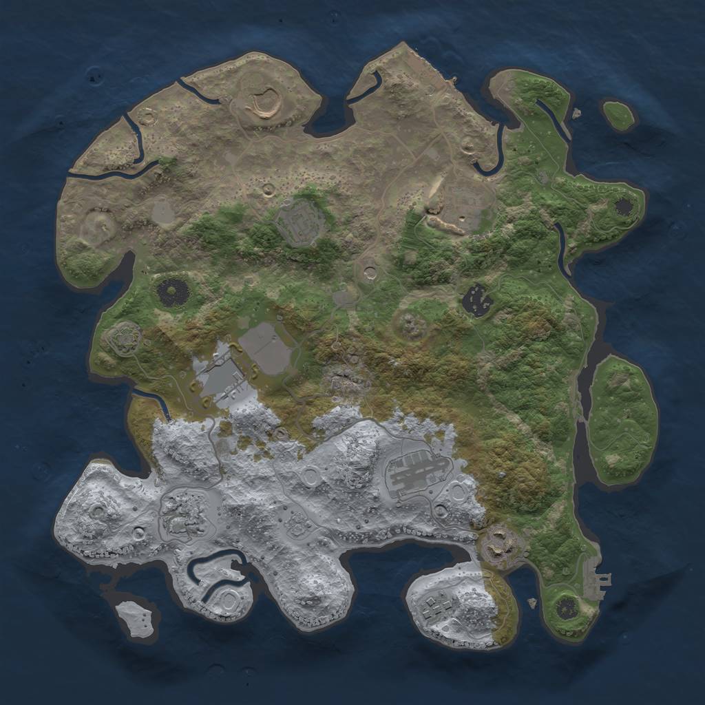 Rust Map: Procedural Map, Size: 3500, Seed: 4279465, 17 Monuments