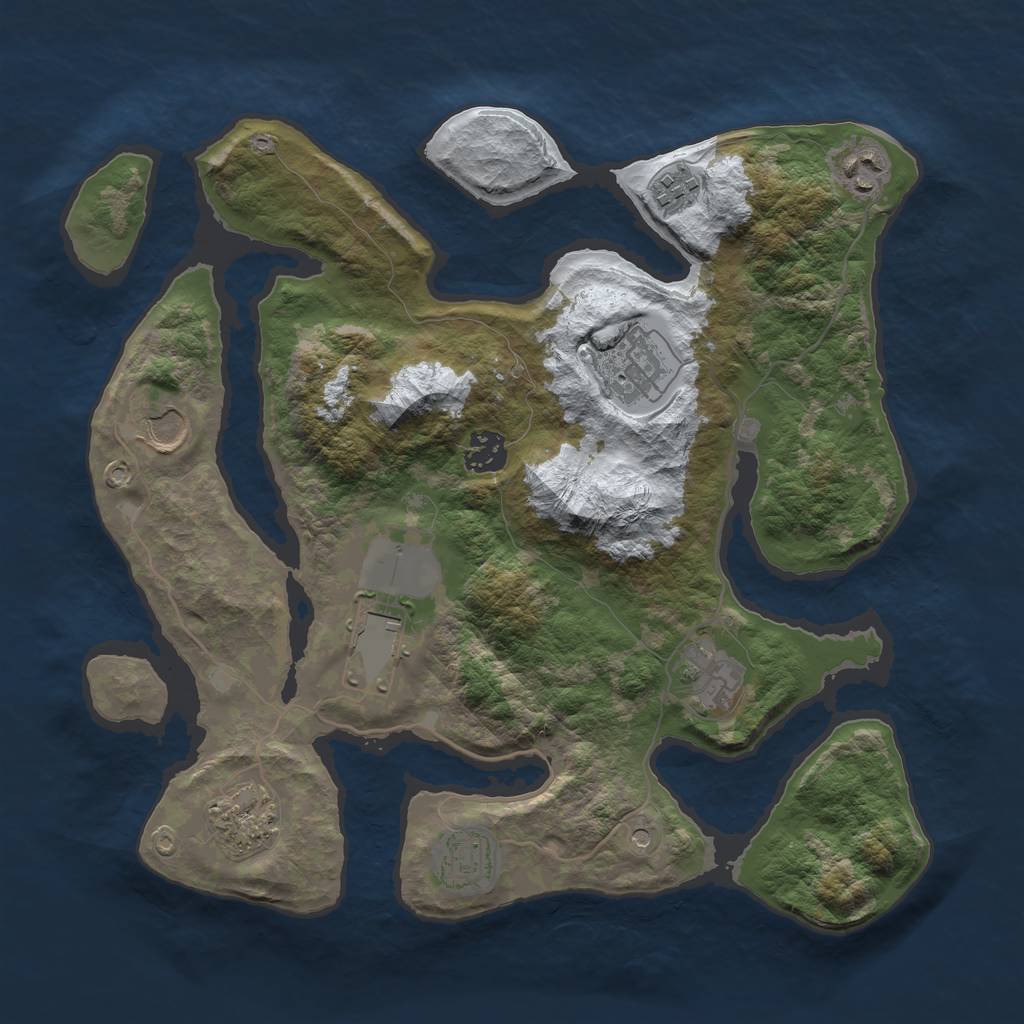 Rust Map: Barren, Size: 3500, Seed: 6136103, 12 Monuments