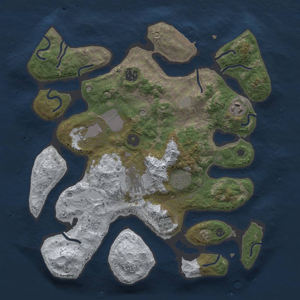 Rust Map: Procedural Map, Size: 3500, Seed: 4418771, 14 Monuments