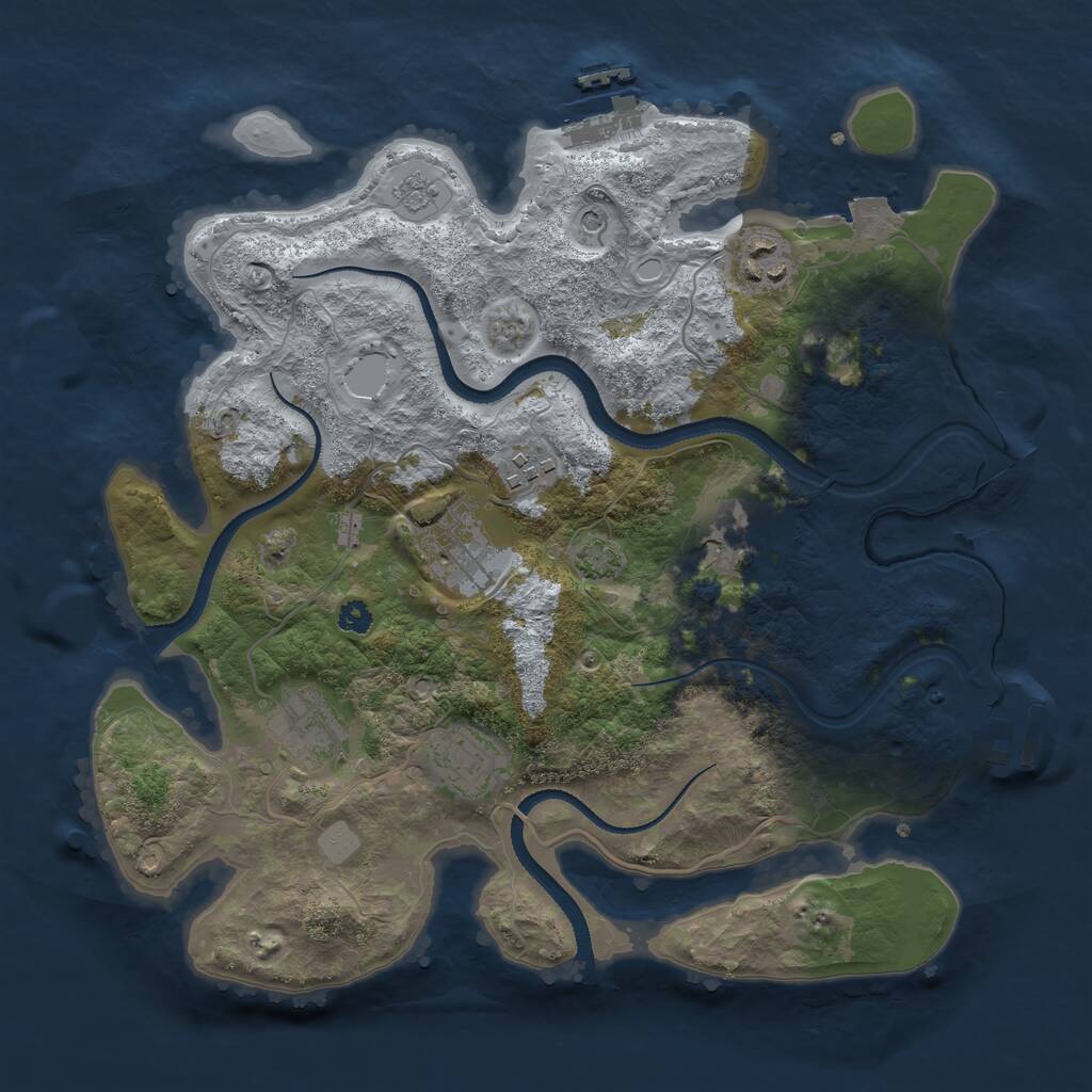 Rust Map: Procedural Map, Size: 3250, Seed: 229474667, 12 Monuments