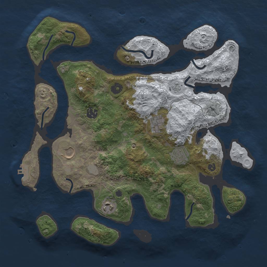Rust Map: Procedural Map, Size: 3500, Seed: 5308352, 12 Monuments