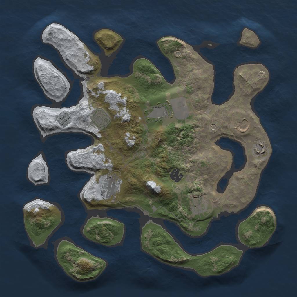 Rust Map: Barren, Size: 3500, Seed: 1431396, 11 Monuments