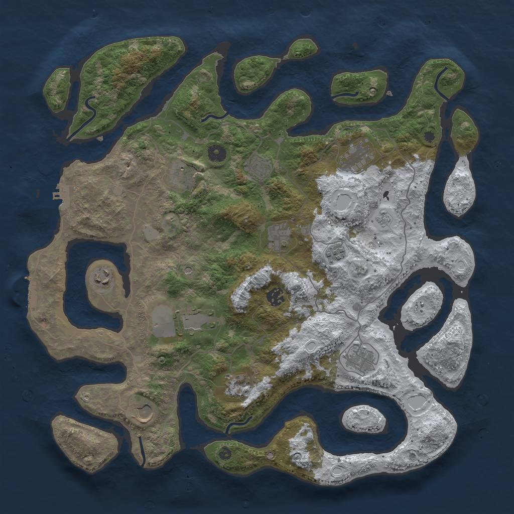 Rust Map: Procedural Map, Size: 4250, Seed: 1190957354, 20 Monuments