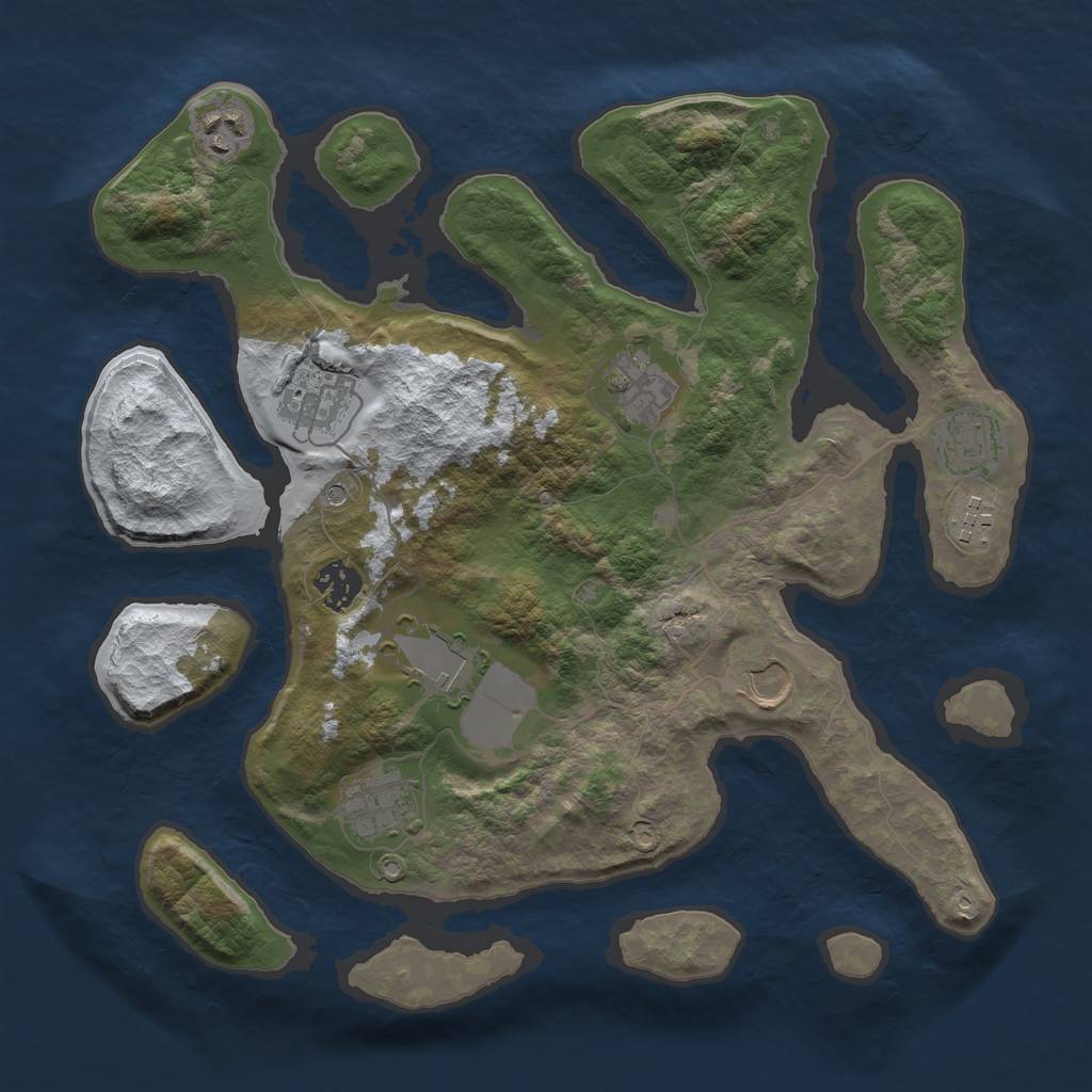 Rust Map: Barren, Size: 3500, Seed: 5829638, 12 Monuments