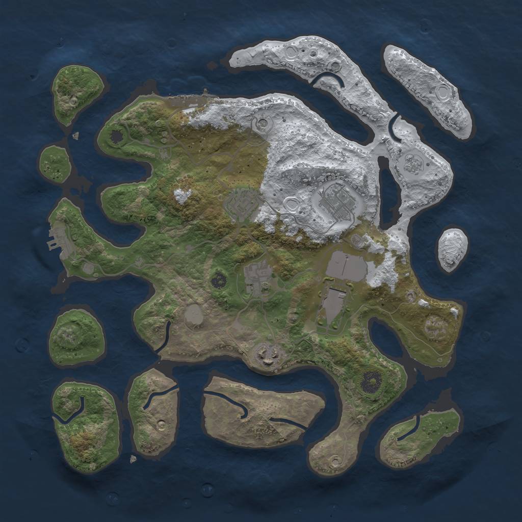 Rust Map: Procedural Map, Size: 3500, Seed: 4122771, 14 Monuments