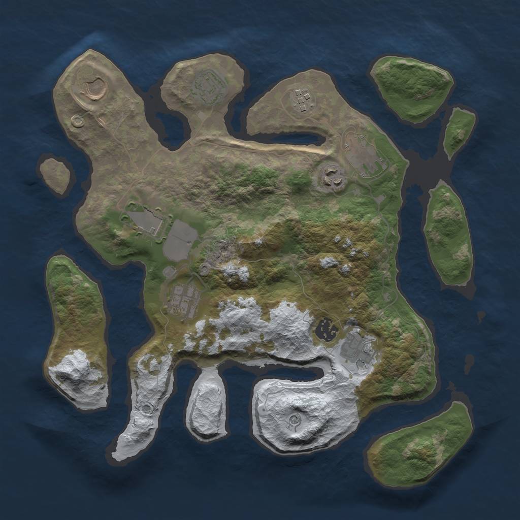 Rust Map: Barren, Size: 3500, Seed: 1806700, 12 Monuments