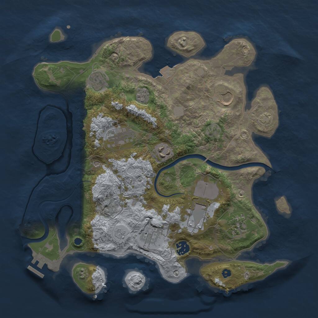 Rust Map: Procedural Map, Size: 3500, Seed: 4375957, 14 Monuments