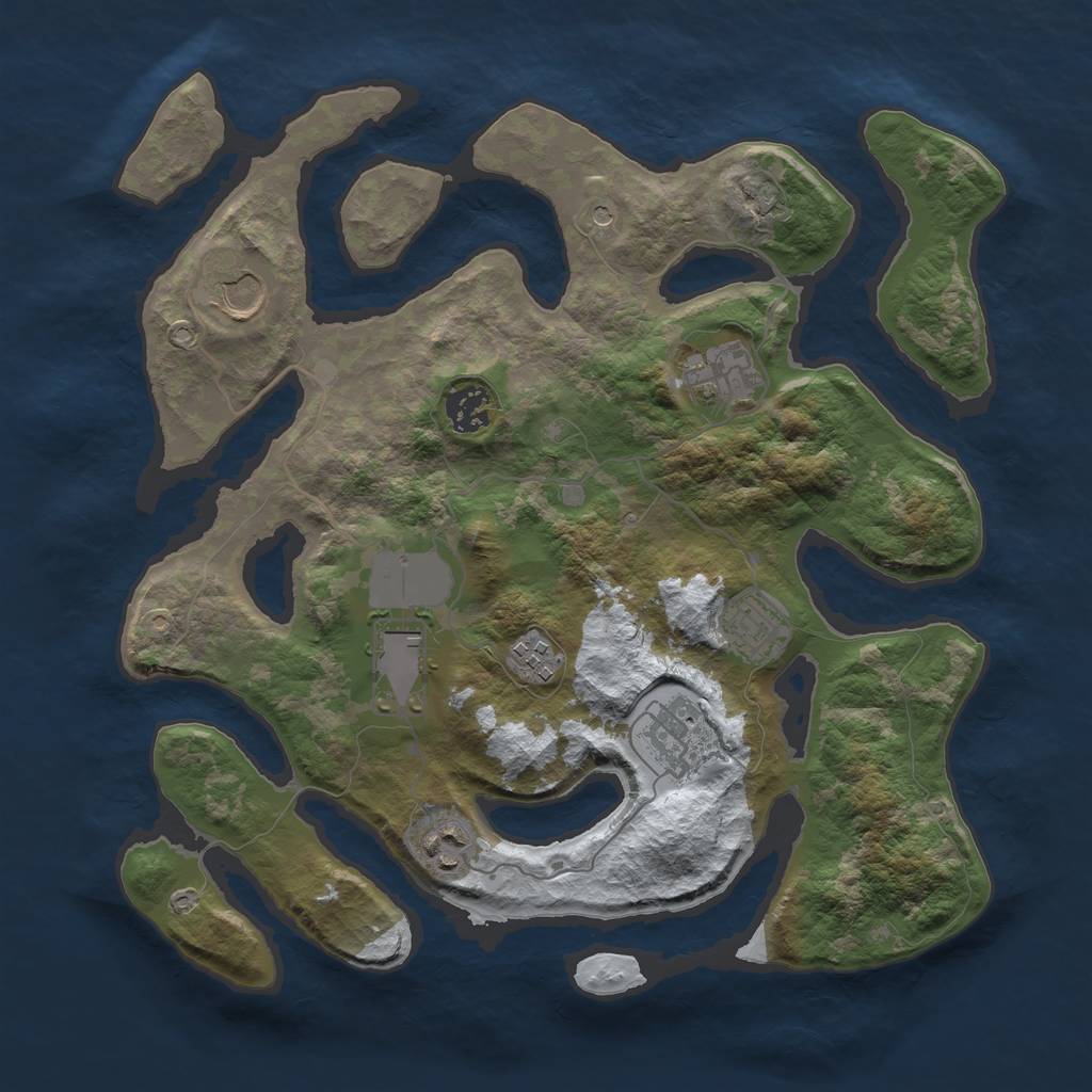 Rust Map: Barren, Size: 3500, Seed: 2209125, 11 Monuments