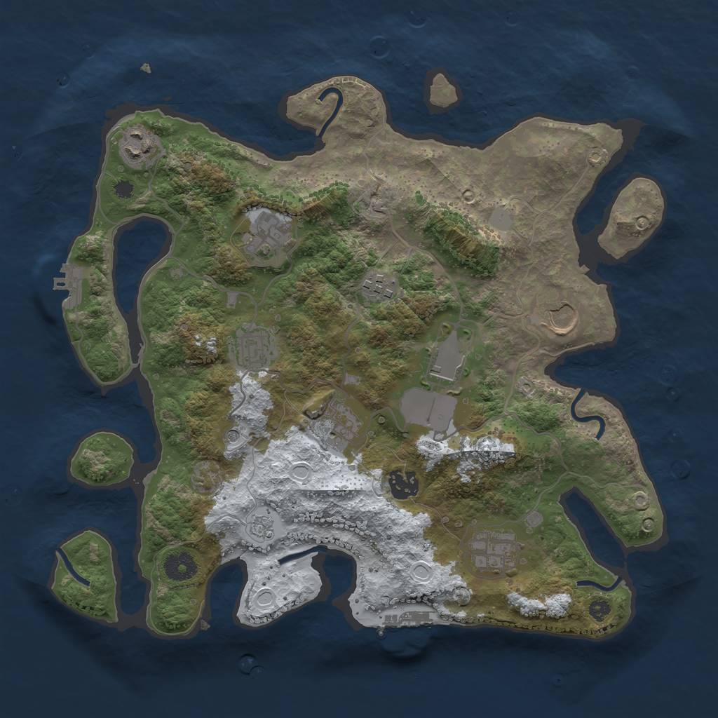 Rust Map: Procedural Map, Size: 3500, Seed: 3390203, 18 Monuments