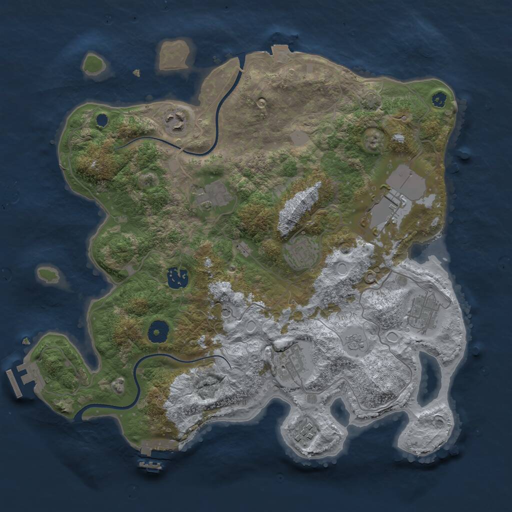 Rust Map: Procedural Map, Size: 3500, Seed: 4722802, 14 Monuments