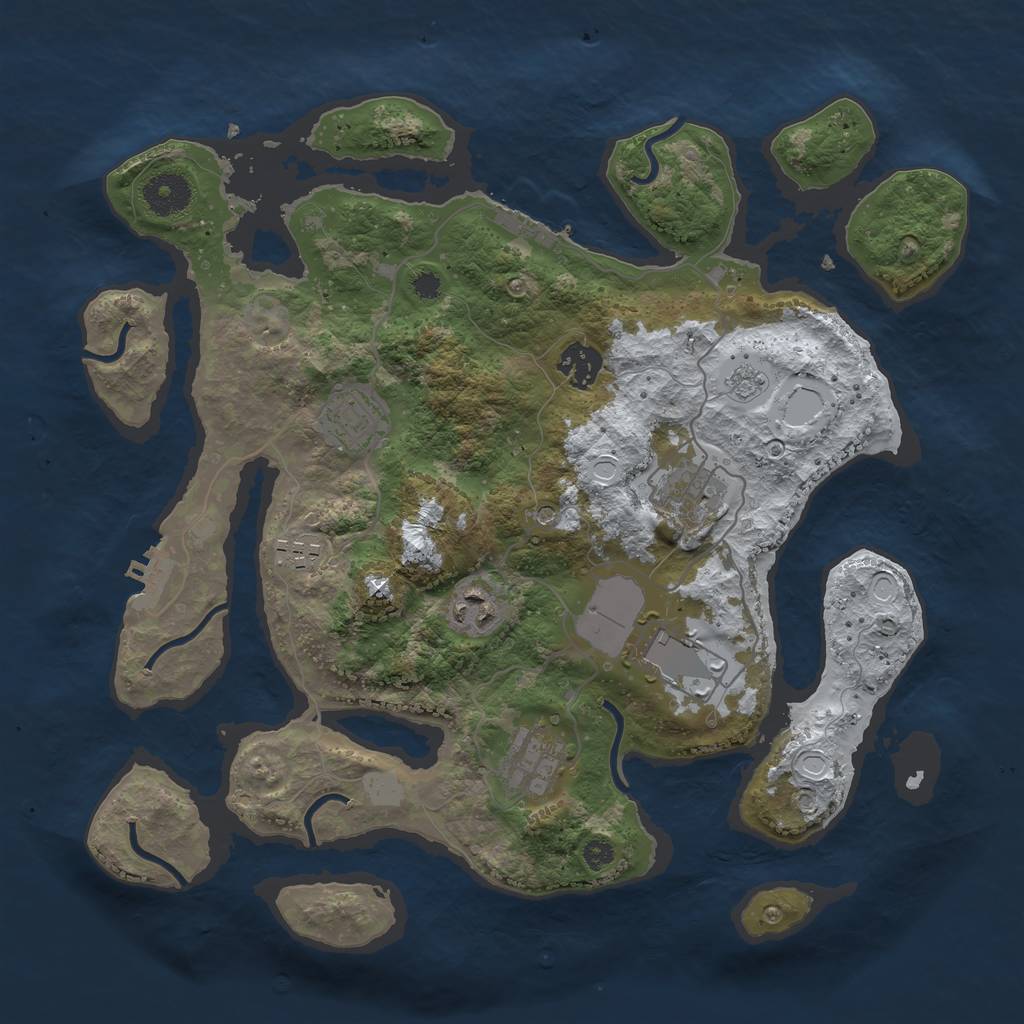 Rust Map: Procedural Map, Size: 3500, Seed: 3404167, 16 Monuments