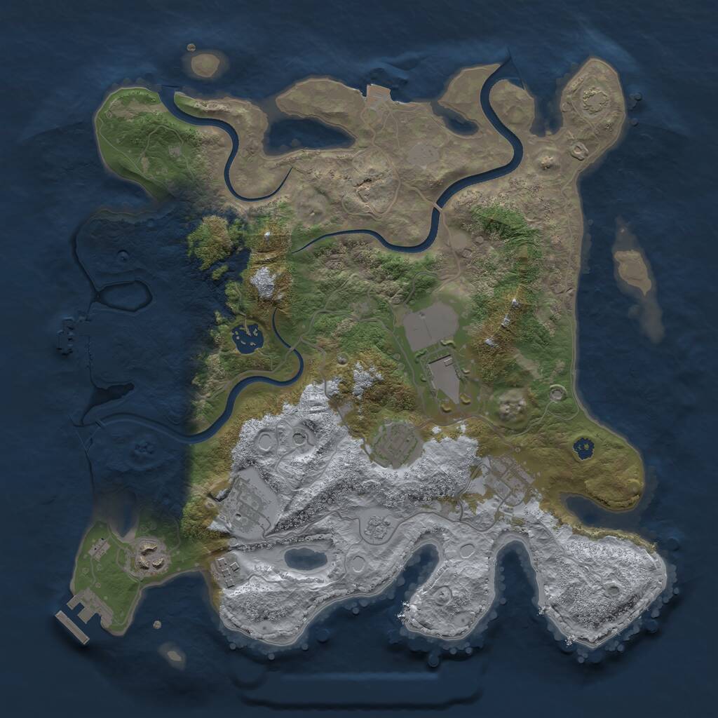 Rust Map: Procedural Map, Size: 3500, Seed: 6099279, 13 Monuments