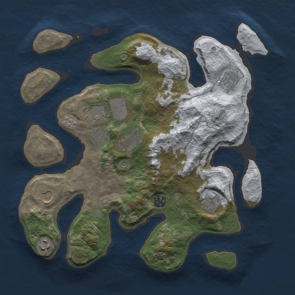 Rust Map: Barren, Size: 3500, Seed: 3268706, 12 Monuments