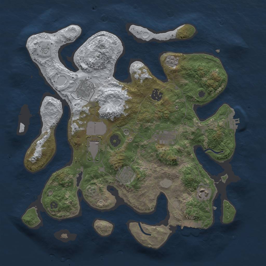Rust Map: Procedural Map, Size: 3500, Seed: 816468089, 16 Monuments