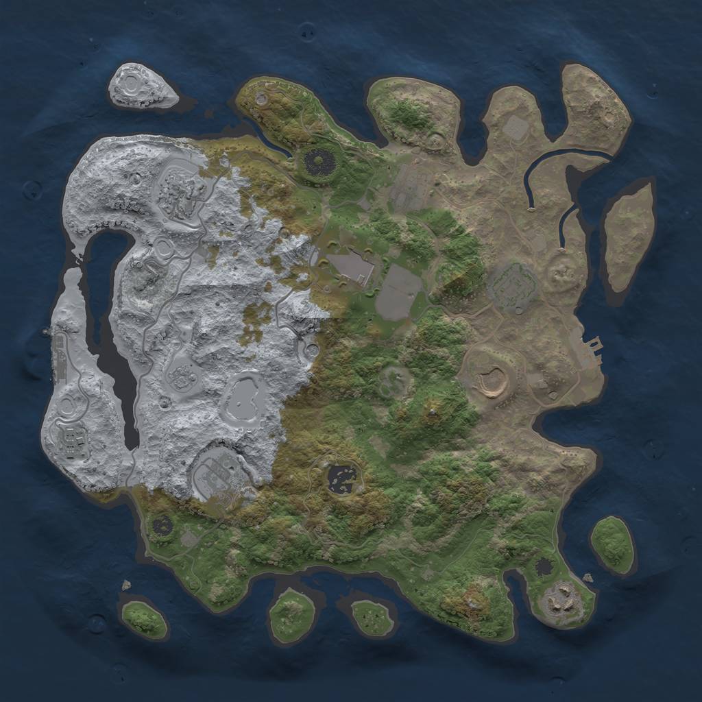 Rust Map: Procedural Map, Size: 3500, Seed: 6336, 18 Monuments