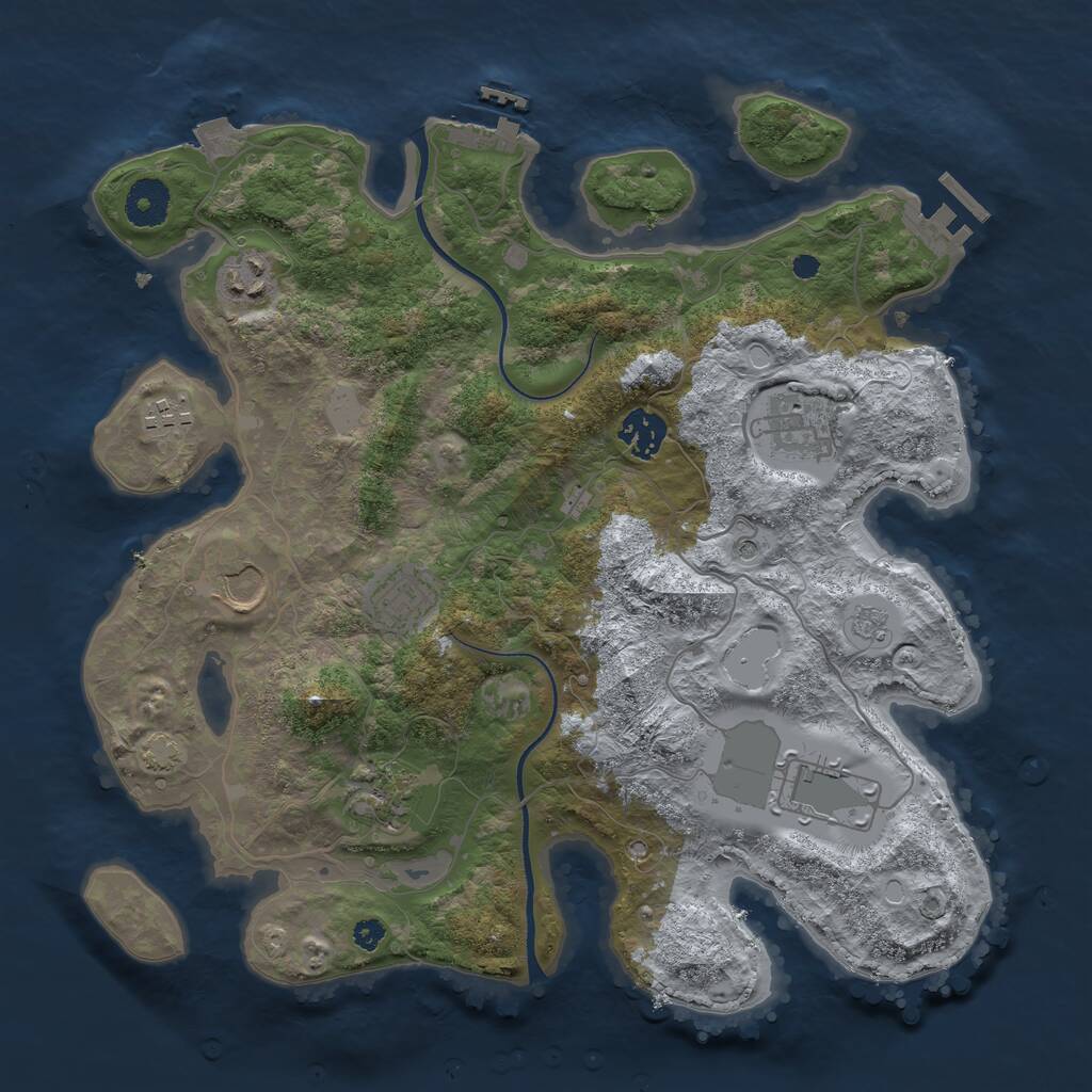 Rust Map: Procedural Map, Size: 3500, Seed: 620072, 14 Monuments
