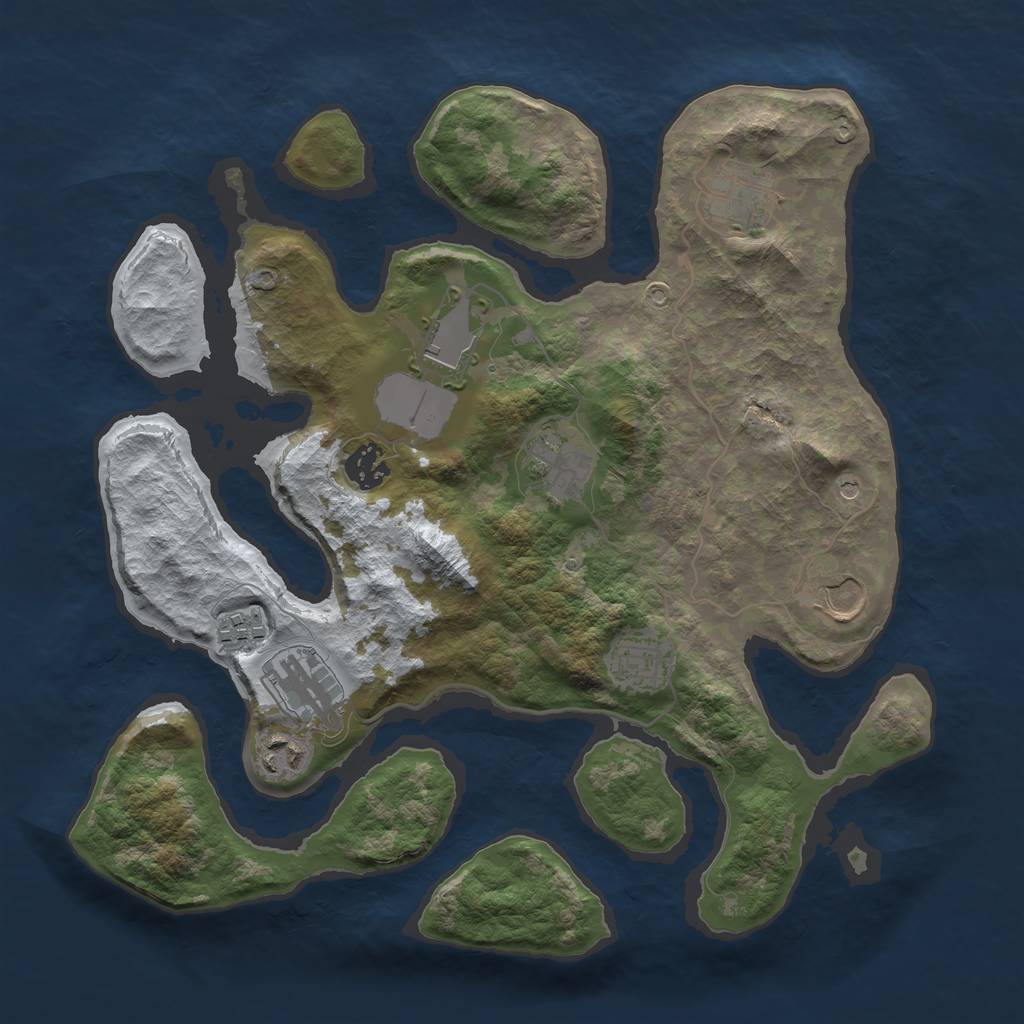 Rust Map: Barren, Size: 3500, Seed: 1403871, 12 Monuments