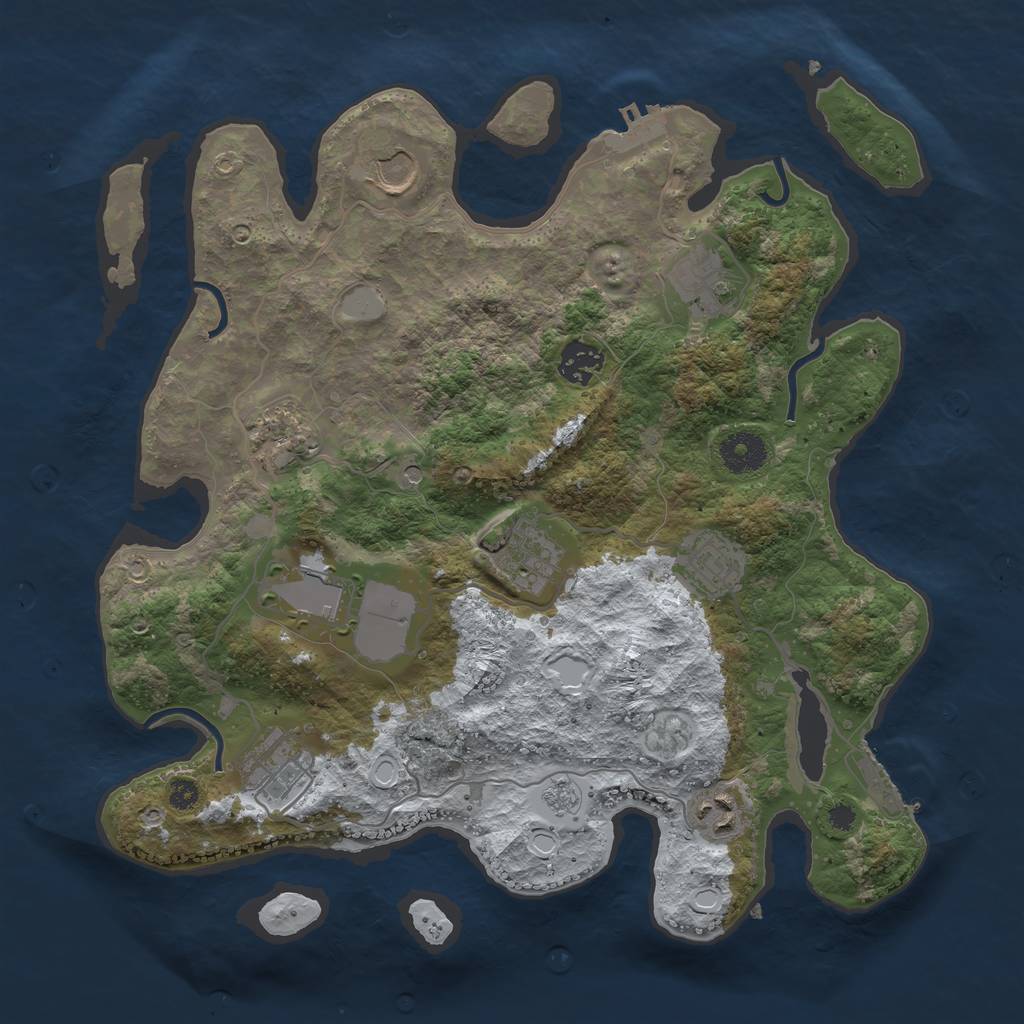 Rust Map: Procedural Map, Size: 3500, Seed: 765966, 18 Monuments