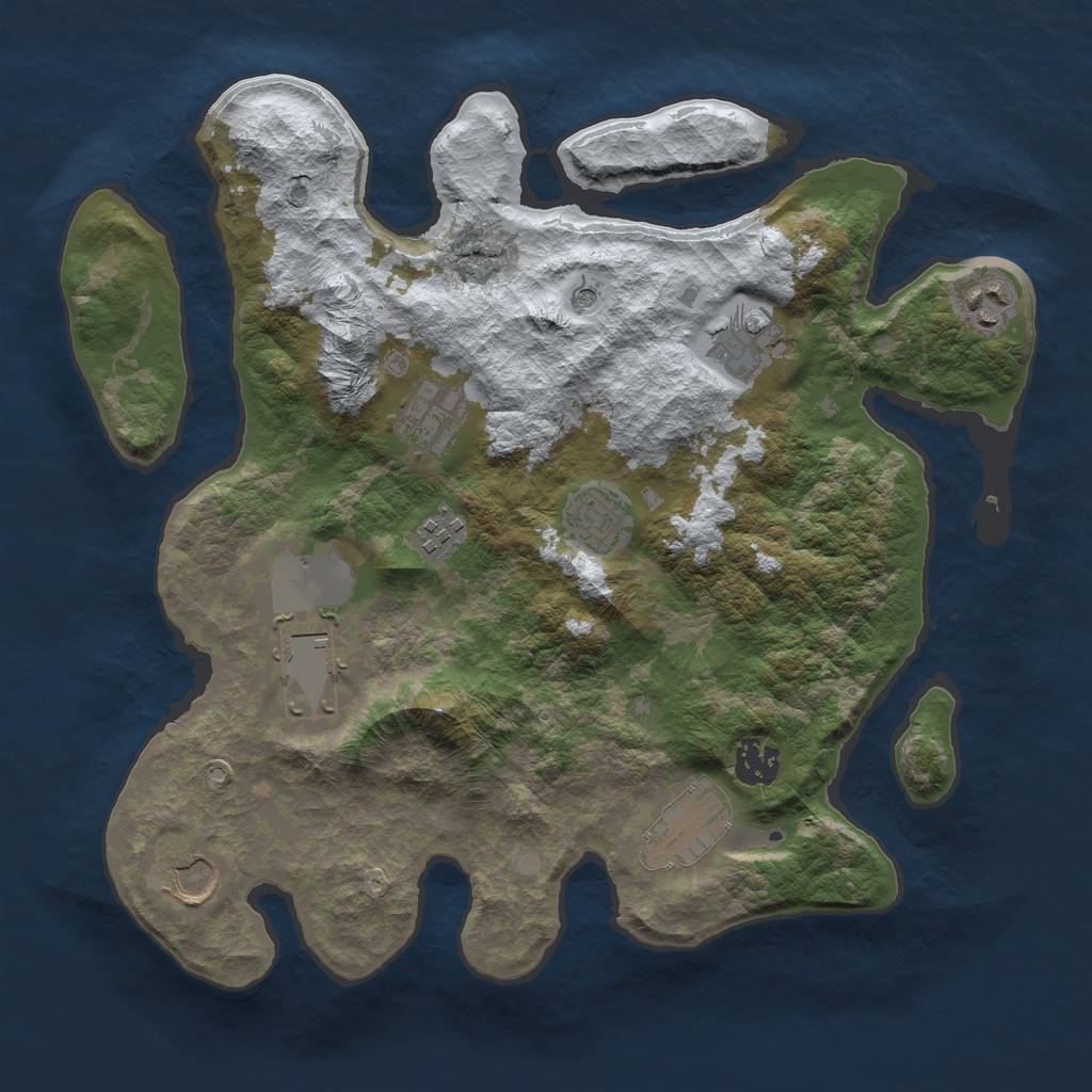 Rust Map: Barren, Size: 3500, Seed: 3514659, 12 Monuments