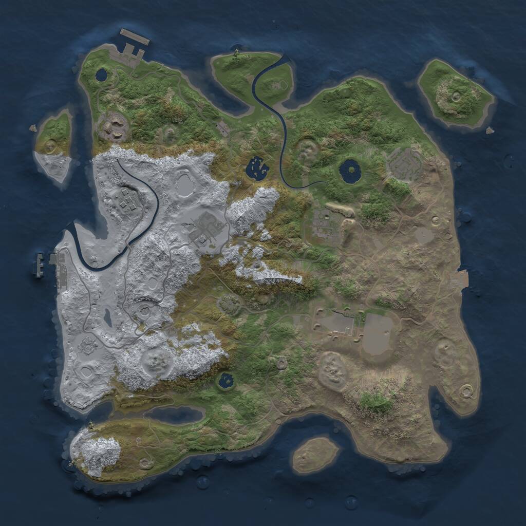 Rust Map: Procedural Map, Size: 3500, Seed: 3640852, 13 Monuments