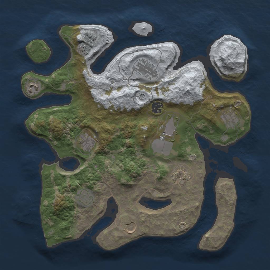 Rust Map: Barren, Size: 3500, Seed: 2463992, 13 Monuments