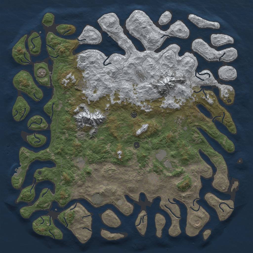 Rust Map: Procedural Map, Size: 6000, Seed: 1883213467, 20 Monuments