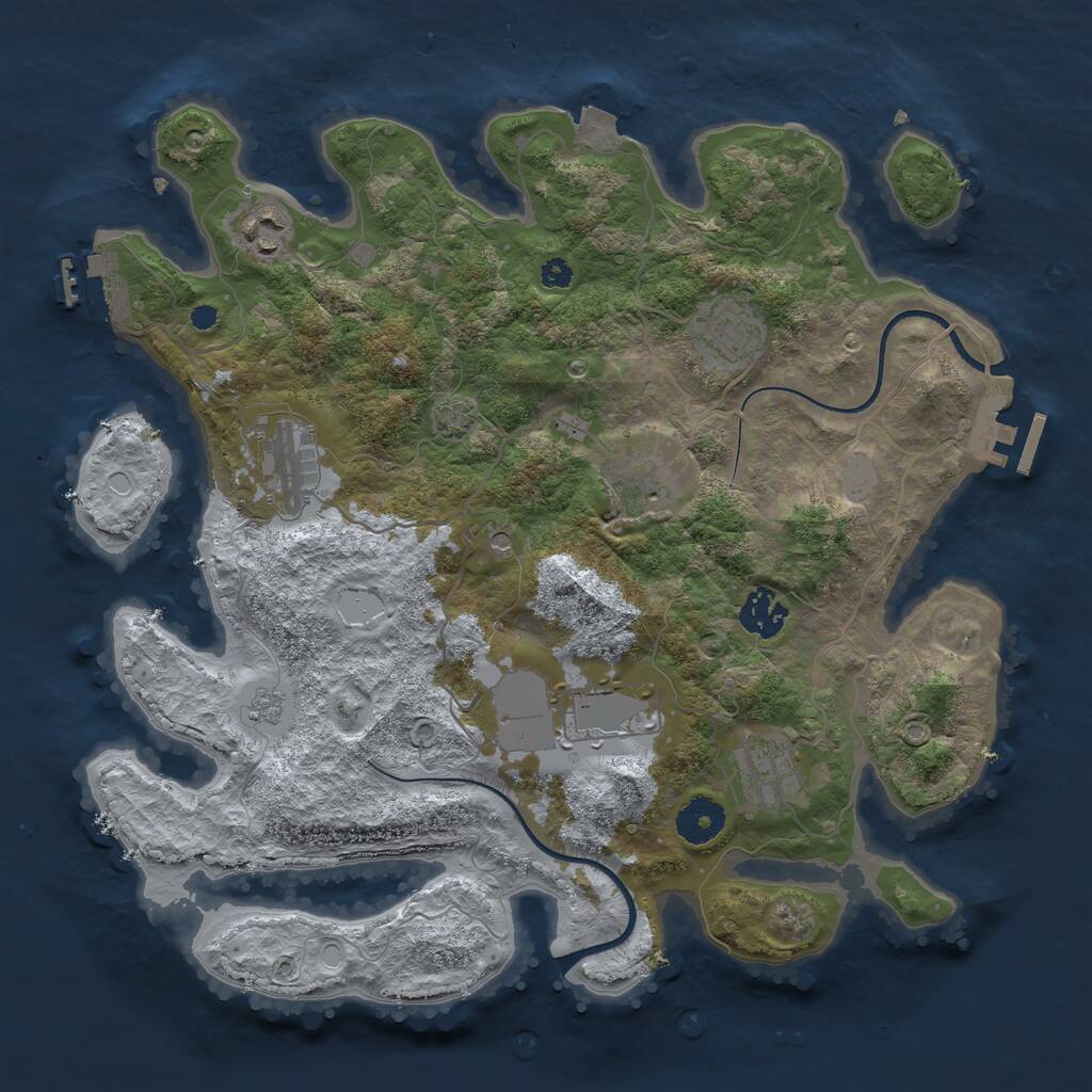 Rust Map: Procedural Map, Size: 3500, Seed: 2706911, 13 Monuments