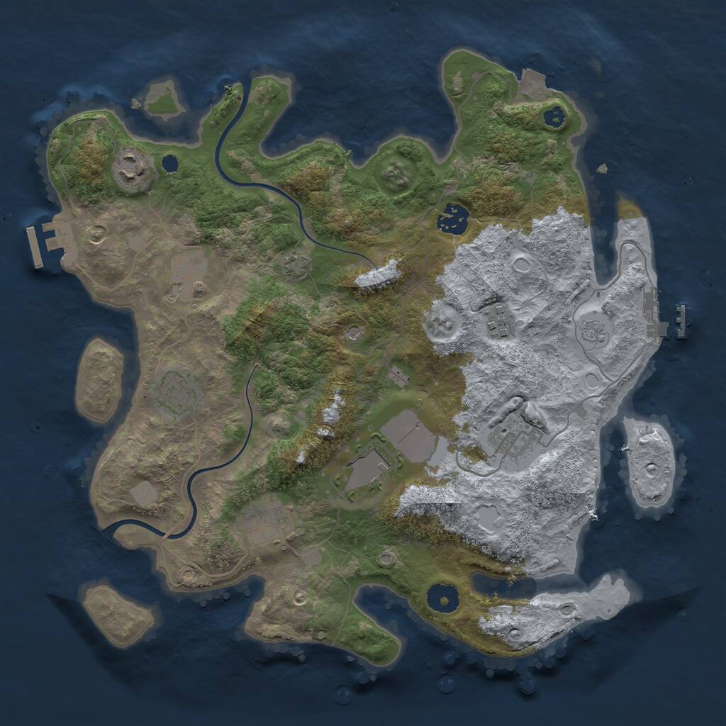 Rust Map: Procedural Map, Size: 3500, Seed: 3511402, 14 Monuments