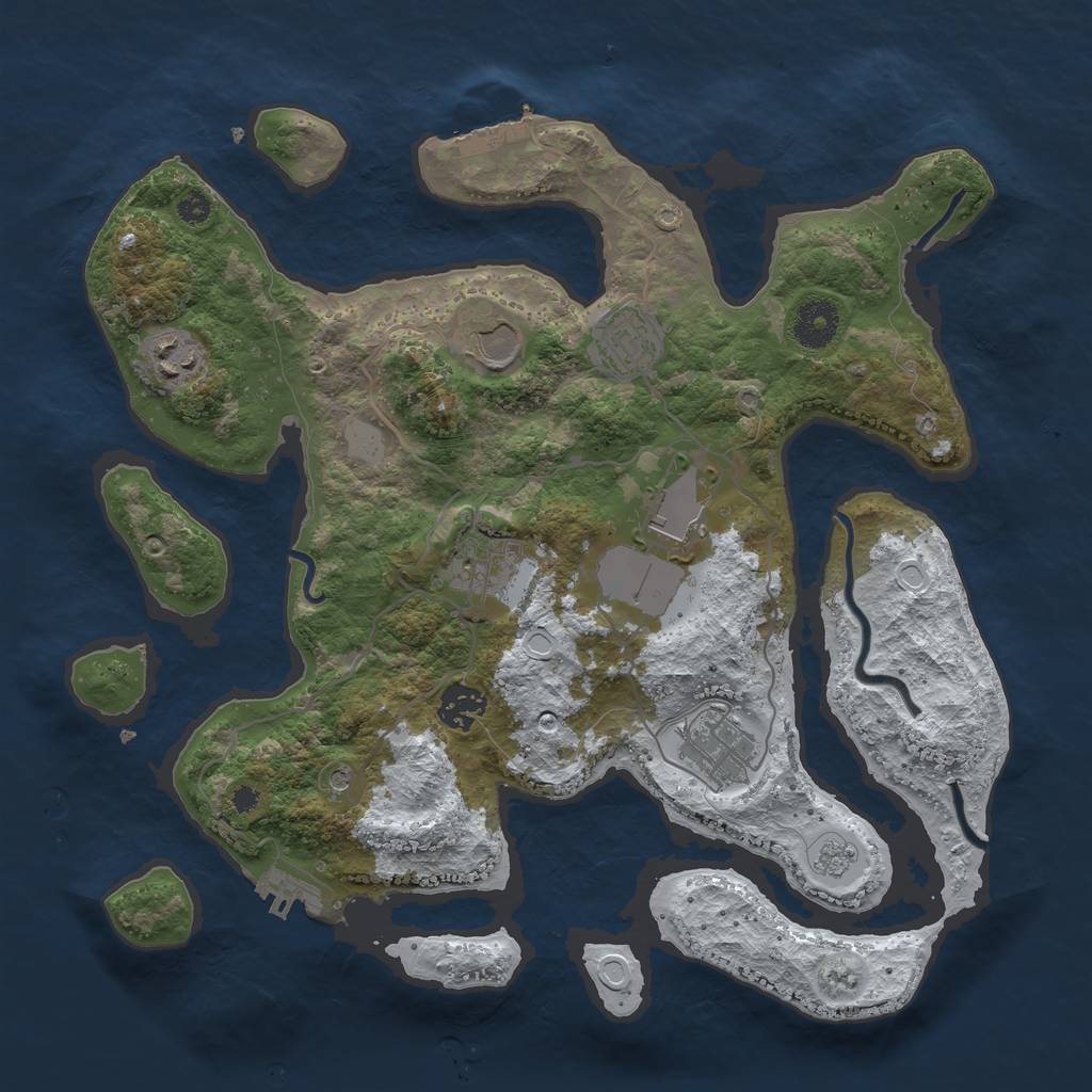 Rust Map: Procedural Map, Size: 3500, Seed: 937700, 16 Monuments