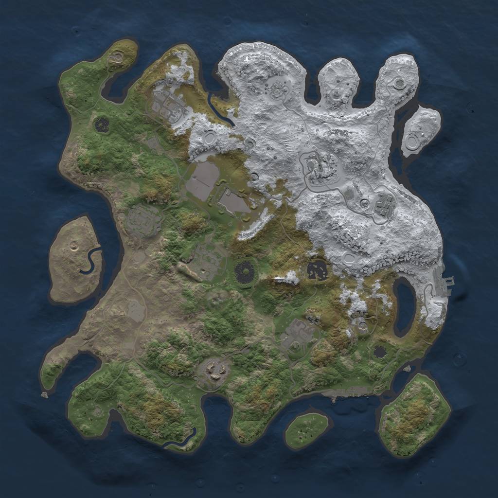 Rust Map: Procedural Map, Size: 3500, Seed: 3456, 18 Monuments