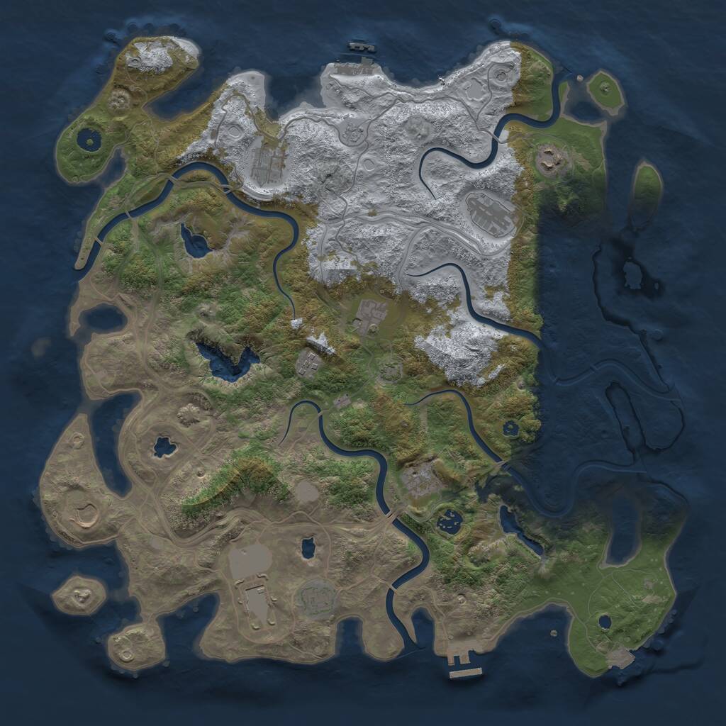 Rust Map: Procedural Map, Size: 4500, Seed: 2749150, 16 Monuments