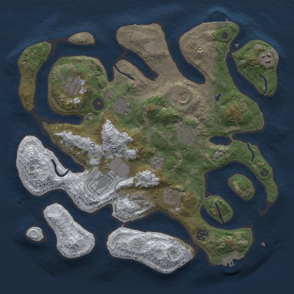 Rust Map: Procedural Map, Size: 3700, Seed: 1753937068, 18 Monuments