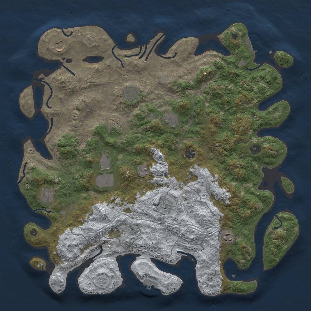 Rust Map: Procedural Map, Size: 4500, Seed: 745742, 19 Monuments