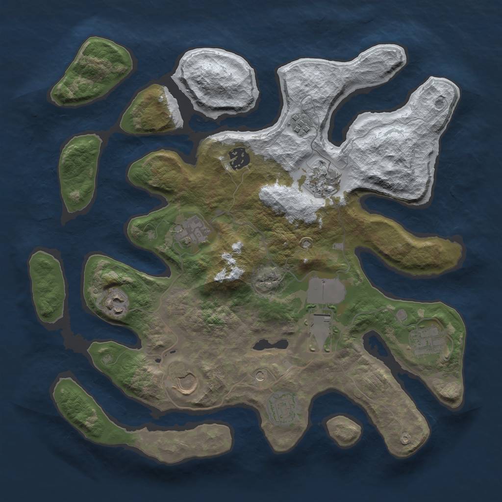 Rust Map: Barren, Size: 3500, Seed: 706167, 12 Monuments