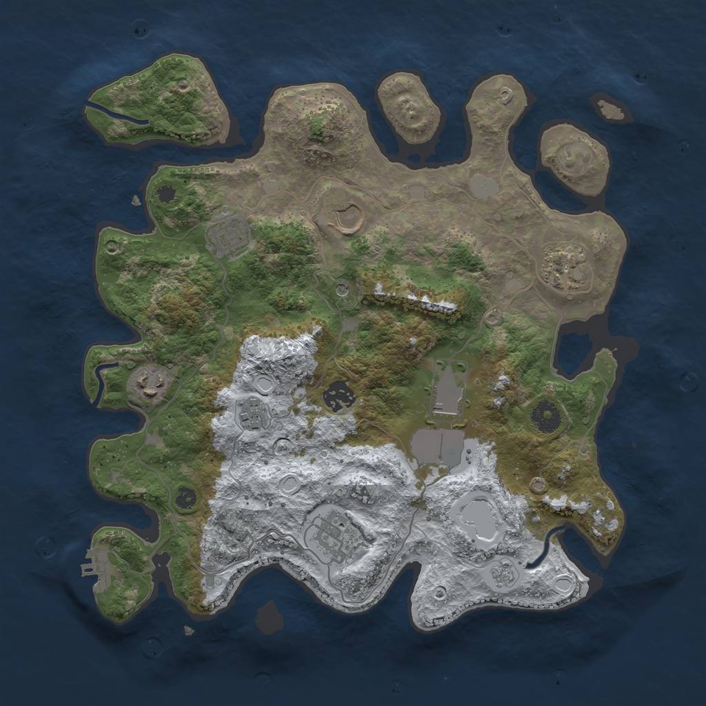 Rust Map: Procedural Map, Size: 3500, Seed: 4261008, 16 Monuments