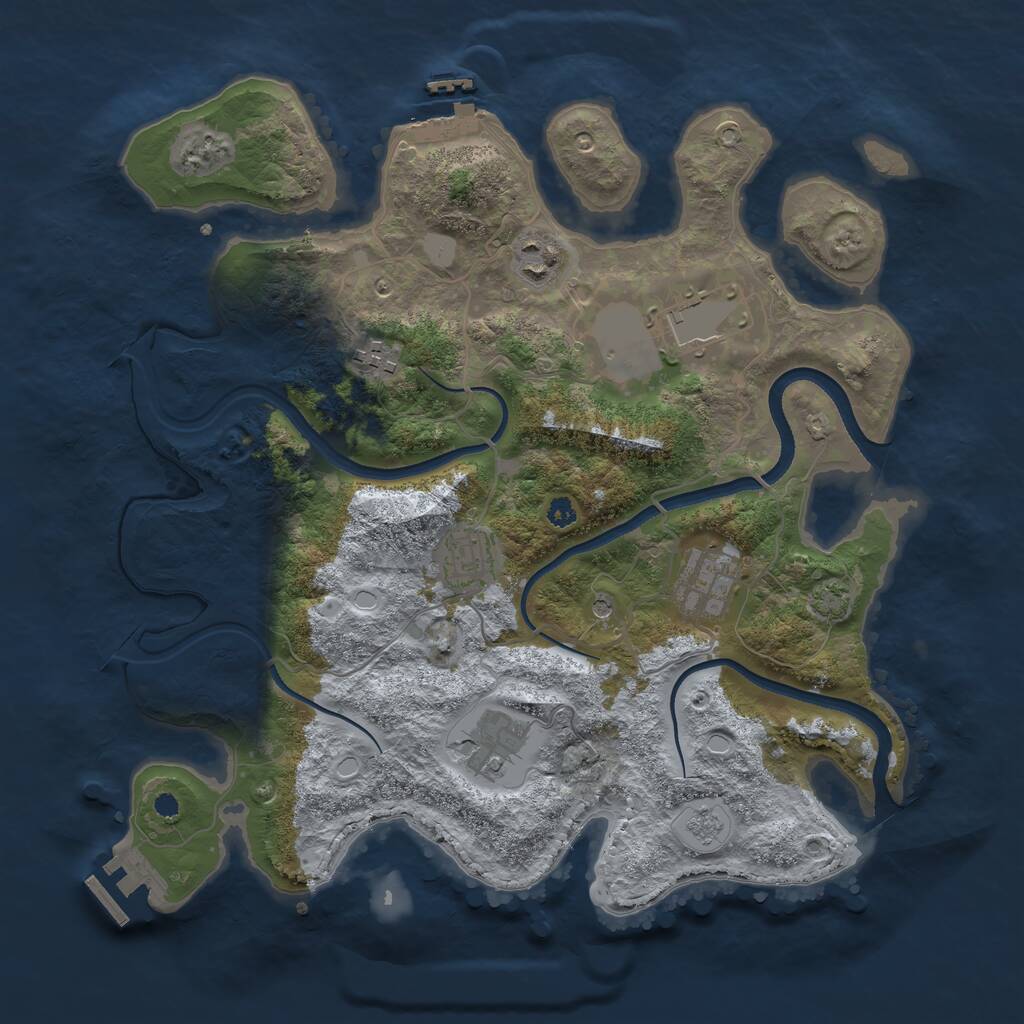 Rust Map: Procedural Map, Size: 3500, Seed: 4261008, 12 Monuments