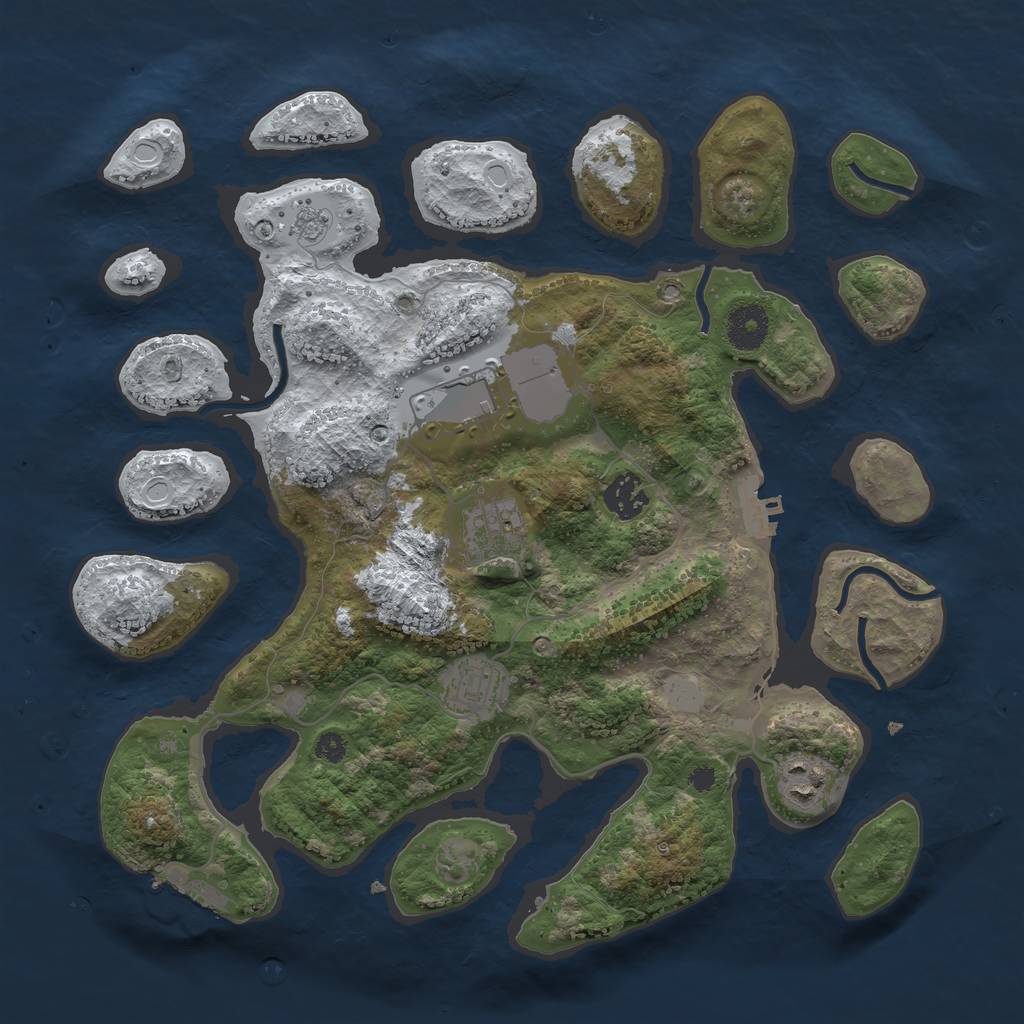 Rust Map: Procedural Map, Size: 3500, Seed: 4261926, 13 Monuments