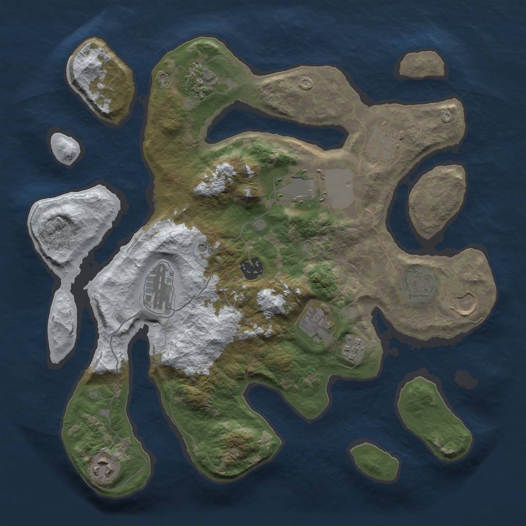 Rust Map: Barren, Size: 3500, Seed: 4468998, 13 Monuments