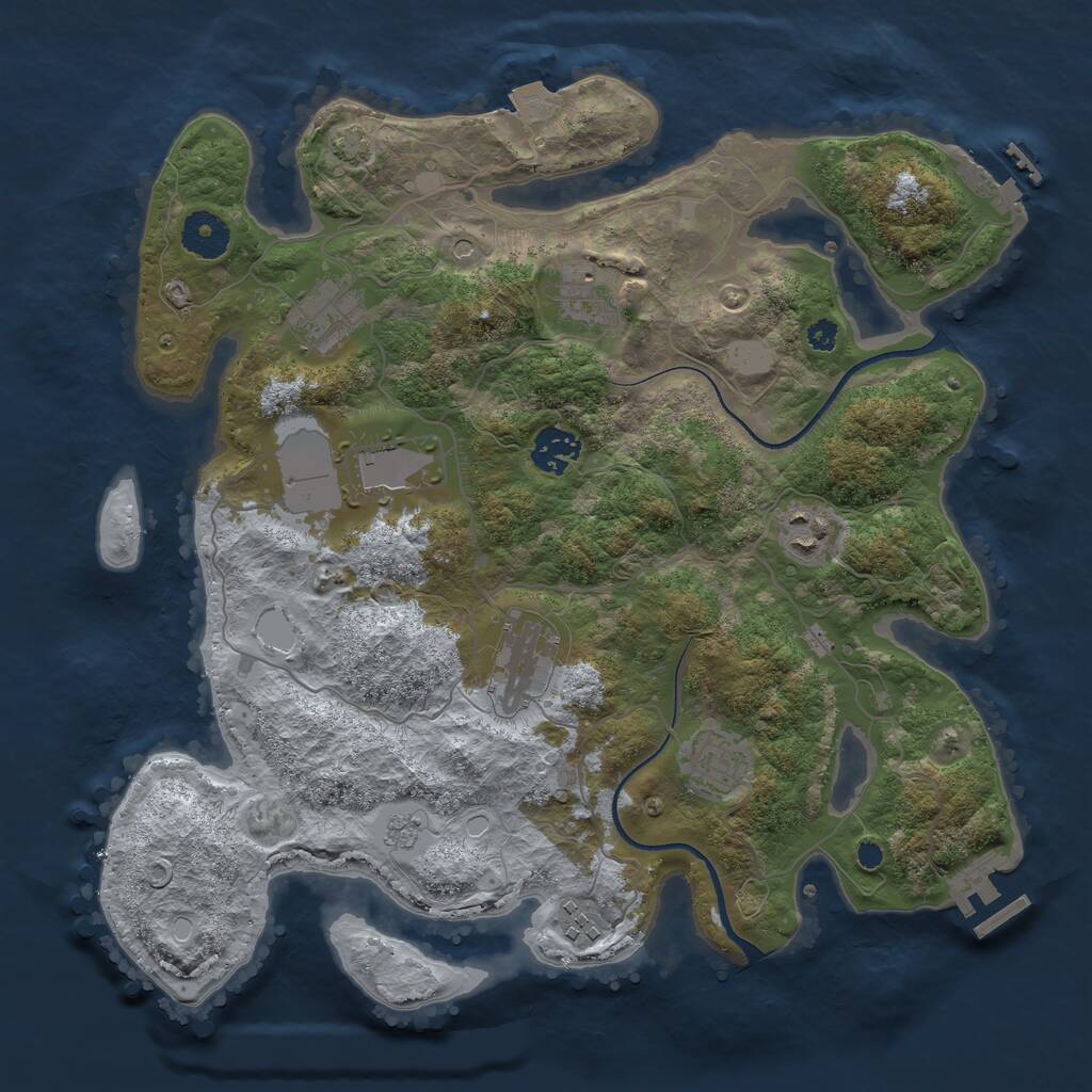 Rust Map: Procedural Map, Size: 3500, Seed: 383004, 14 Monuments