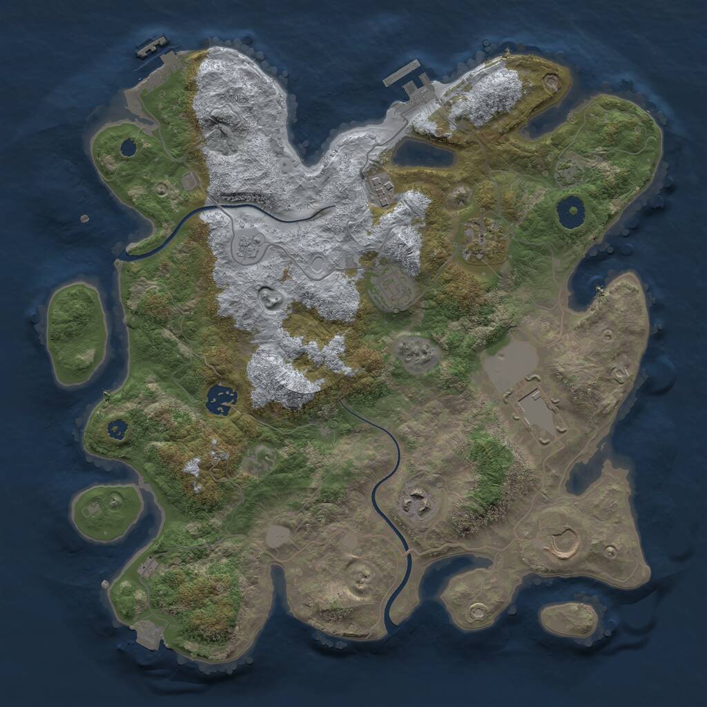 Rust Map: Procedural Map, Size: 3500, Seed: 3169285, 12 Monuments